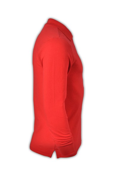 SKLPS004 solid color red 030 long sleeve men's Polo shirt 1AD01 design custom DIY solid color Polo shirt polo shirt supplier polo shirt price back view